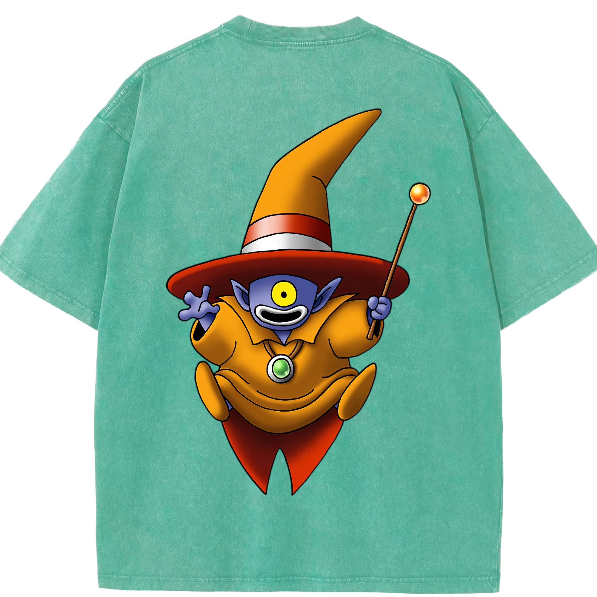 （画像用） ドラゴンクエスト Doragon Kuesuto Dragon Quest 綿100% ヴィンテージ風 半袖Tシャツ（背面プリント）